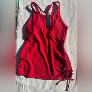 Calypsa Red Racerback Tankini Top Adjustable Side Drawstring Size Medium NWT